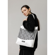 Сумка Sambag Shoper NOVA біла з принтом "StriQ"