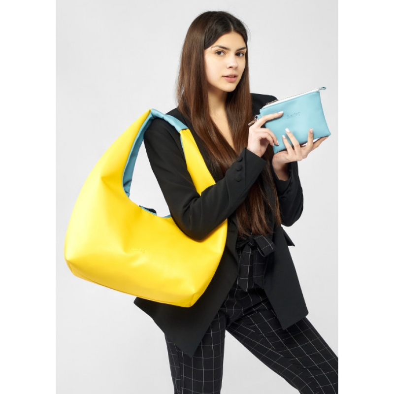 Жіноча сумка Sambag HOBO L жовто-блакитна (53300128)