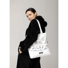 Сумка Sambag Shoper NOVA біла з принтом "Bloom"