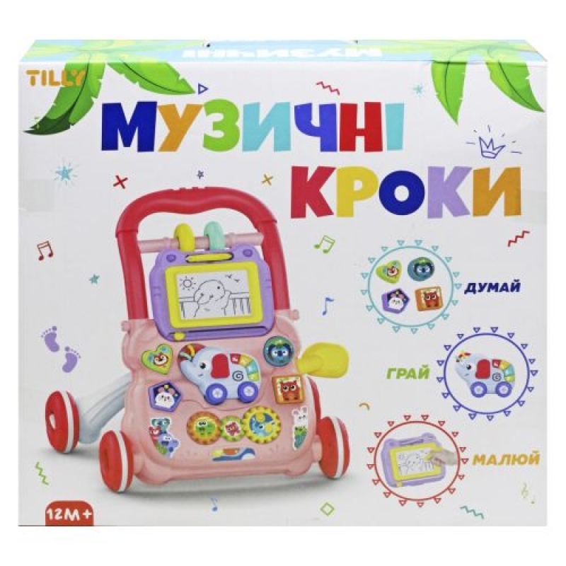 Каталка-ходунки "Музичні кроки", рожевий (UK0810) (склад -T-)
