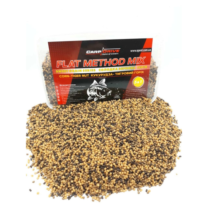 Методный пеллетс, флэт метод микс Кукуруза-Тигровый орех (Corn-Tiger Nut) Carp Drive 5 в 1 (Склад -Y-)