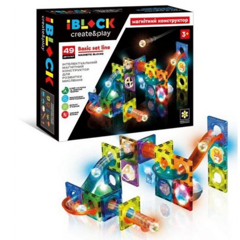 Конструктор магнітний "IBLOCK", 49 дет. (PL-921-254) (склад -T-)
