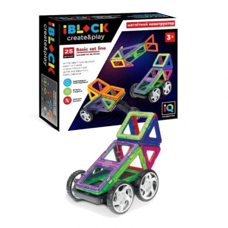 Конструктор магнітний IBLOCK PL-921-258 (24шт/2) 25дет., в кор. 29*24,5*8см (PL-921-258) (склад -T-)
