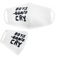 Багаторазова 4-х шарова захисна маска "Boys do not cry" розмір 3, 7-14 років, біла (mask2NEW)