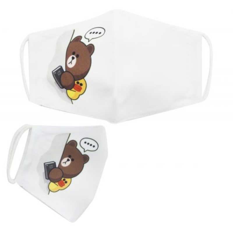 Багаторазова 4-х шарова захисна маска "Line Friends: Brown and Sally" розмір 3, 7-14 років (mask2NEW) (склад -T-)