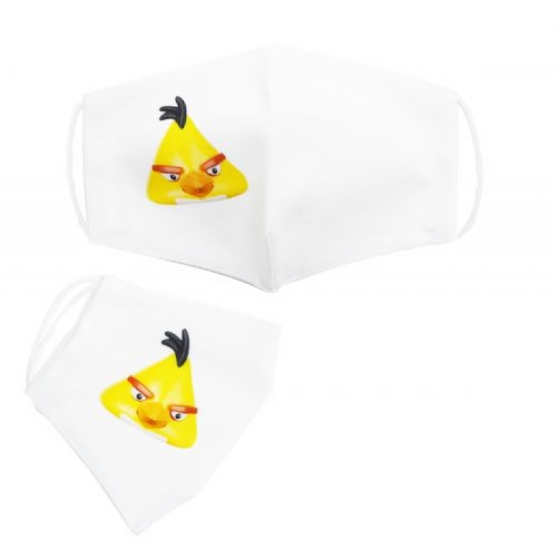 Багаторазова 4-х шарова захисна маска "Angry birds Чак" розмір 3, 7-14 років (mask2NEW) (склад -T-)