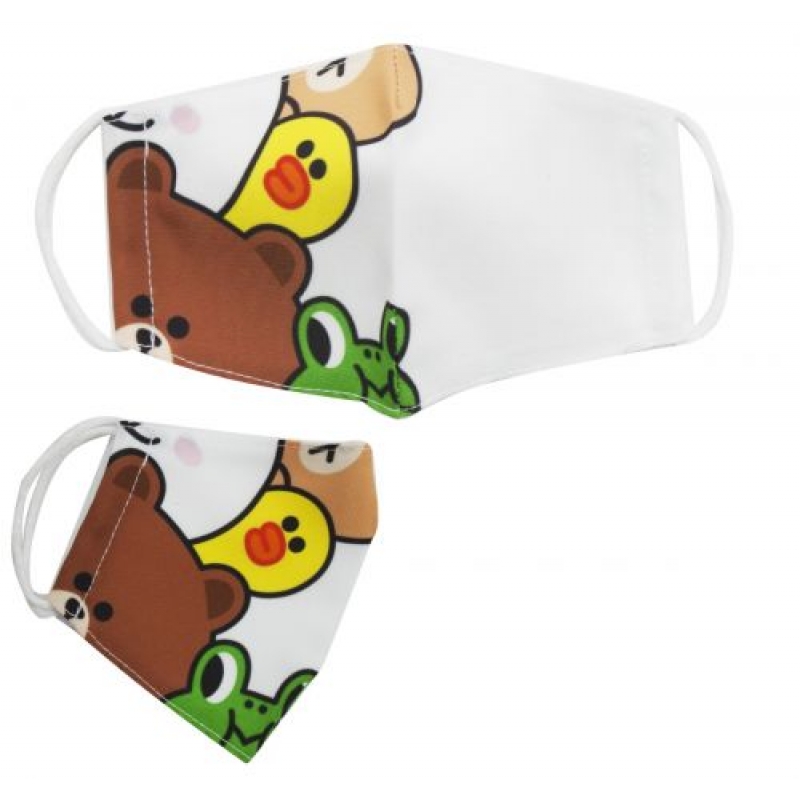 Багаторазова 4-х шарова захисна маска "Line Friends" розмір 3, 7-14 років (mask2NEW) (склад -T-)