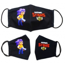 Багаторазова 4-х шарова захисна маска "BRAWL STARS Шеллі" розмір 3, 7-14 років (mask2NEW)