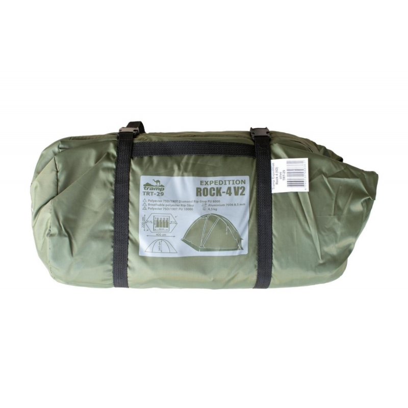 Палатка четырехместная Tramp Rock 4 V2 TRT-029-green 400х220x140 см (Склад -Y-)