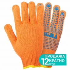 Рукавички трикотажні з крапковим ПВХ покриттям р10 Універсал (помаранчеві) КРАТНО 12 парам SIGMA (9442671)