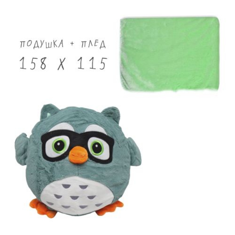 Плед в іграшці "Сова", зелена (P1973) (склад -T-)