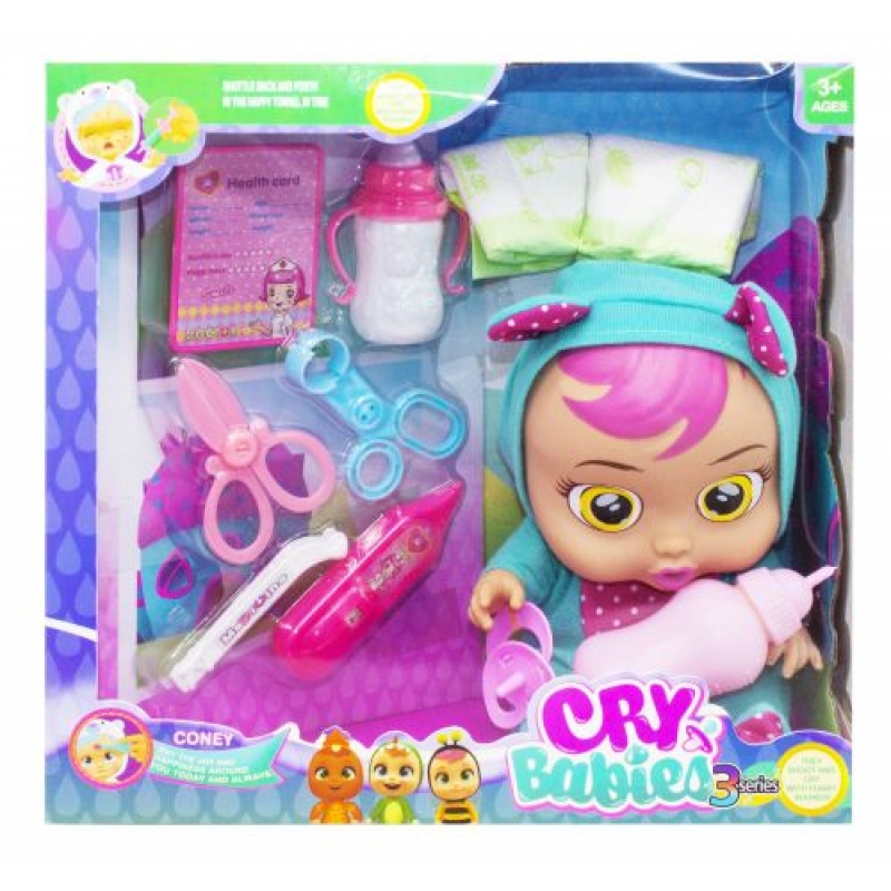 Пупс CRY BABIES, Зайчик голубой (3360-20) (склад -T-)