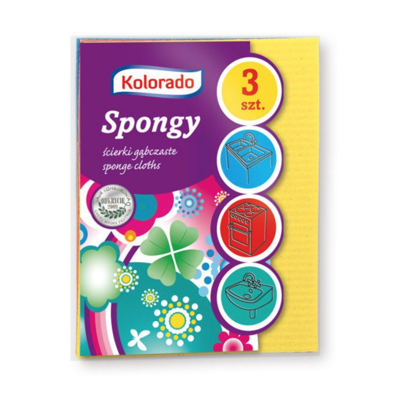 Губки для уборки кухни и ванной Kolorado Spongy 5902506003767 3 шт (Склад -Y-)
