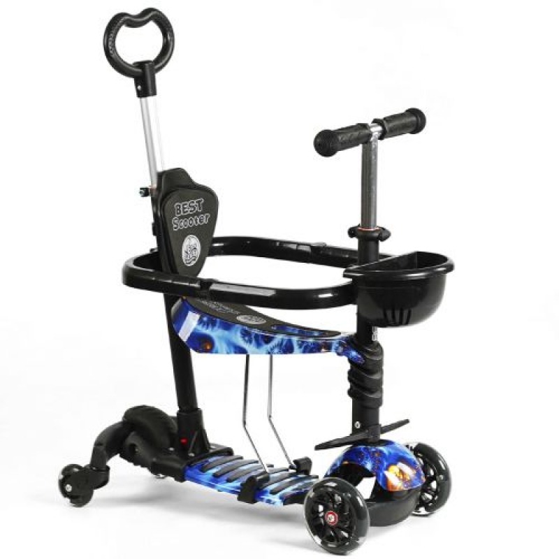 Самокат Best Scooter, з ДОП. КОЛЕСАМИ, захисний бампер, PU колеса зі світлом, в коробці (LS-70036) (склад -T-)