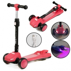 Самокат триколісний "Best Scooter", світло, дим (рожевий) (LT-11746)