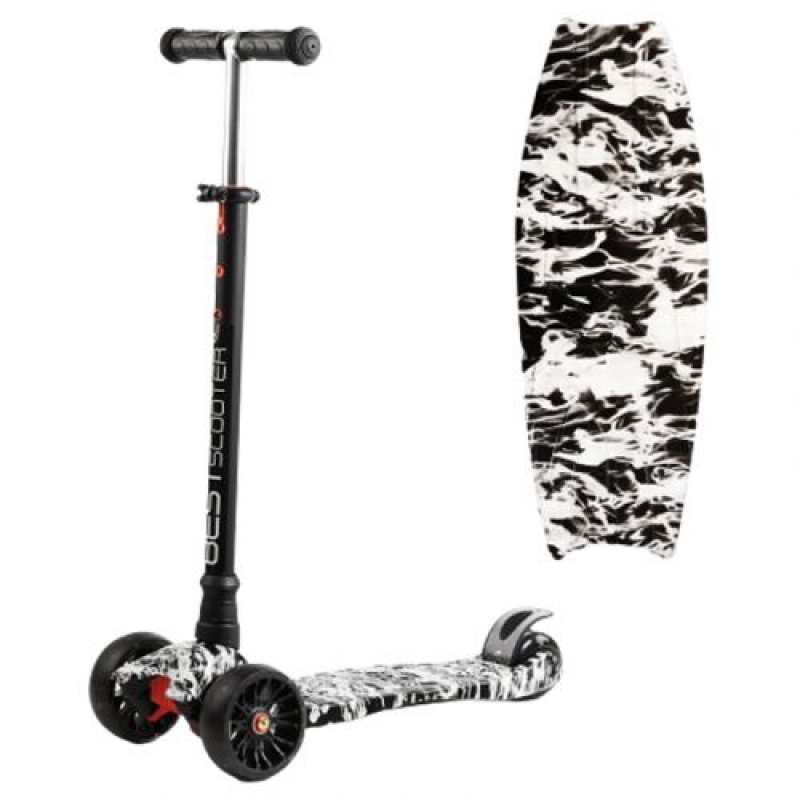 Самокат триколісний "Best Scooter", чорно-білий (10533) (склад -T-)