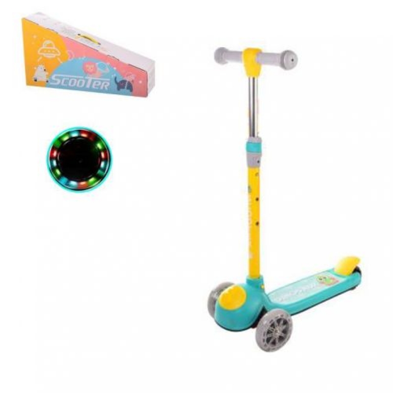 Самокат триколісний "Scooter", жовто-блакитний (транспортувальна упаковка) (SC21011) (склад -T-)