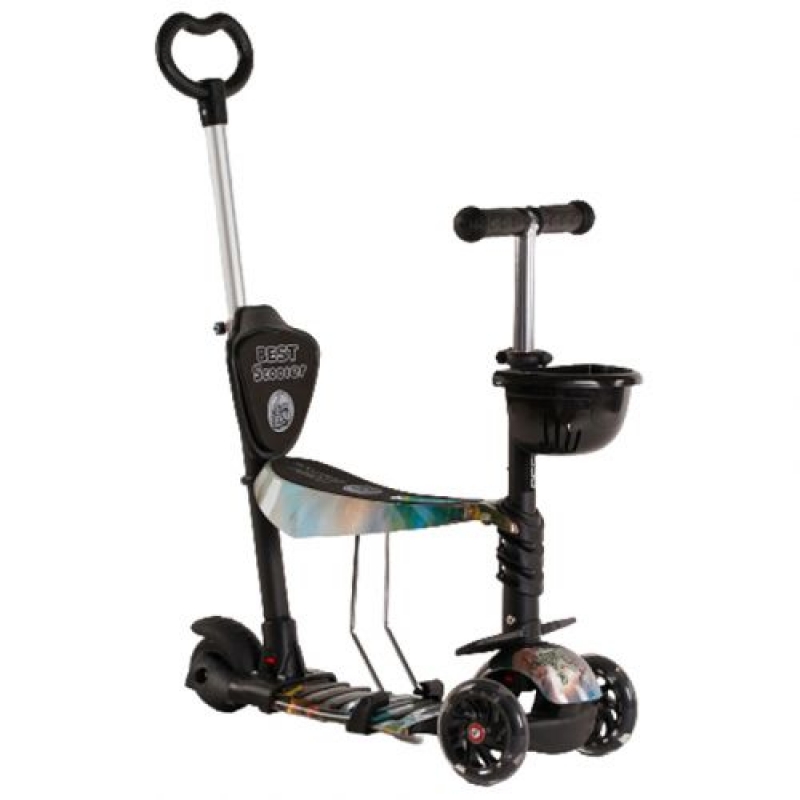 Самокат 5в1 30605 (1) Best Scooter, АБСТРАКЦІЯ, PU колеса, ПІДСВІТКА КОЛІС, в коробці (30605) (склад -T-)