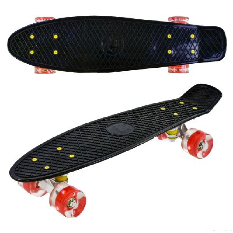 Скейт Пенни борд 0990 (8) Best Board, ЧЁРНЫЙ, доска=55см, колёса PU со светом, диаметр 6см (0990) (склад -T-)