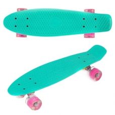 Скейт Пенни борд 6060 (8) Best Board, БИРЮЗОВЫЙ, доска=55см, колёса PU со светом, диаметр 6см (6060)