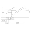 Змішувач TN Ø35 для кухні гусак прямий 250мм на шпильці TAU (TN-2B242C)