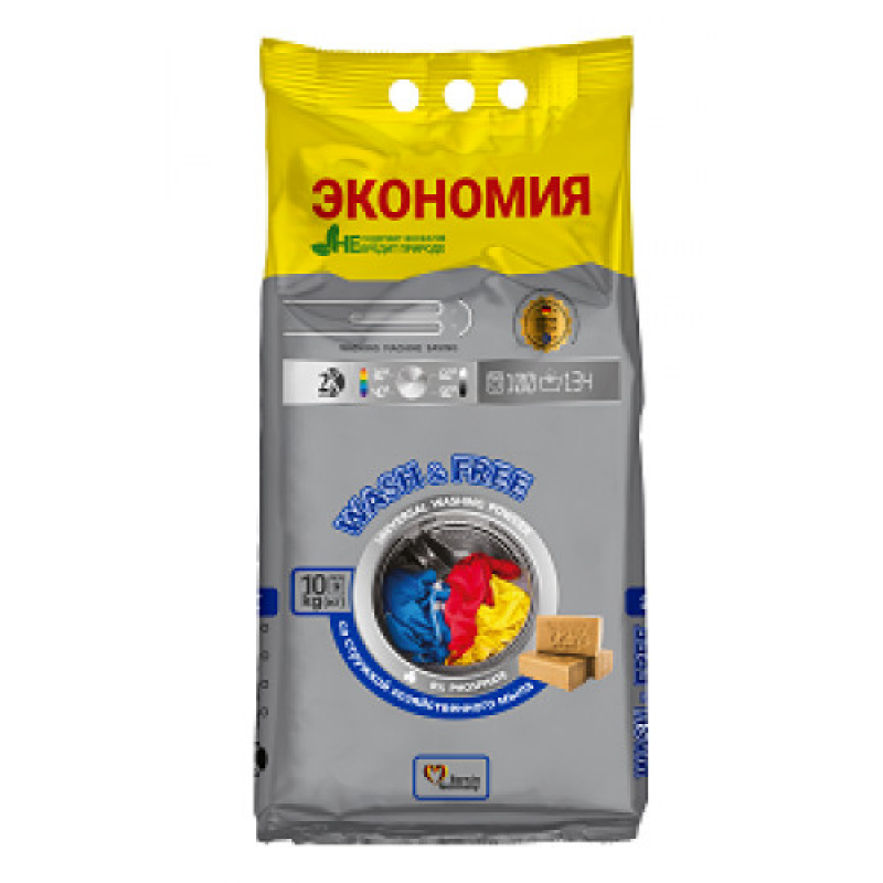 Порошок для стирки универсальный Wash&Free 723673 10000 г (Склад -Y-)