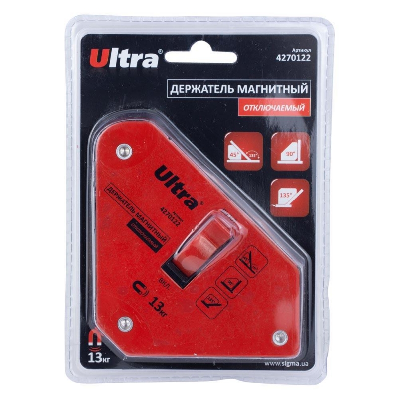 Тримач магнітний вимикний 13кг 95×80×98мм (45,90,135°) ULTRA (4270122)
