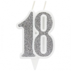 Свічка декоративна "18", срібло (1248978)
