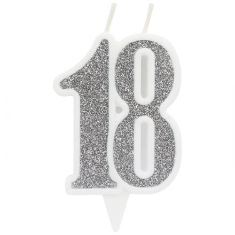 Свічка декоративна "18", срібло (1248978) (склад -T-)