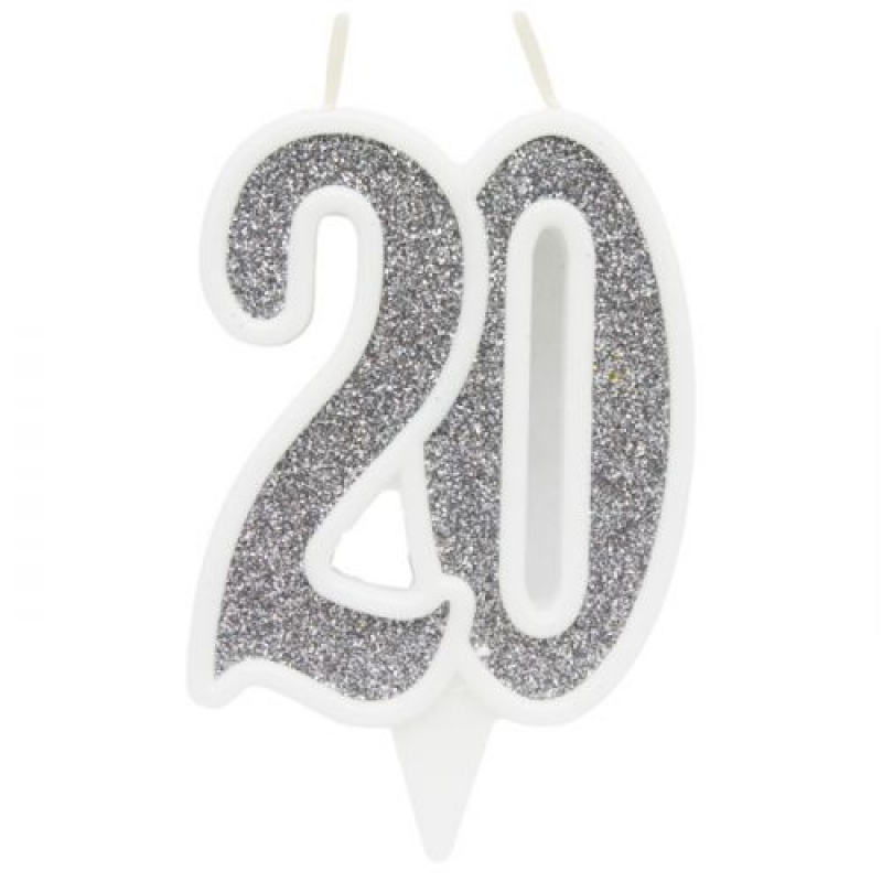 Свічка декоративна "20", срібло (1248978) (склад -T-)