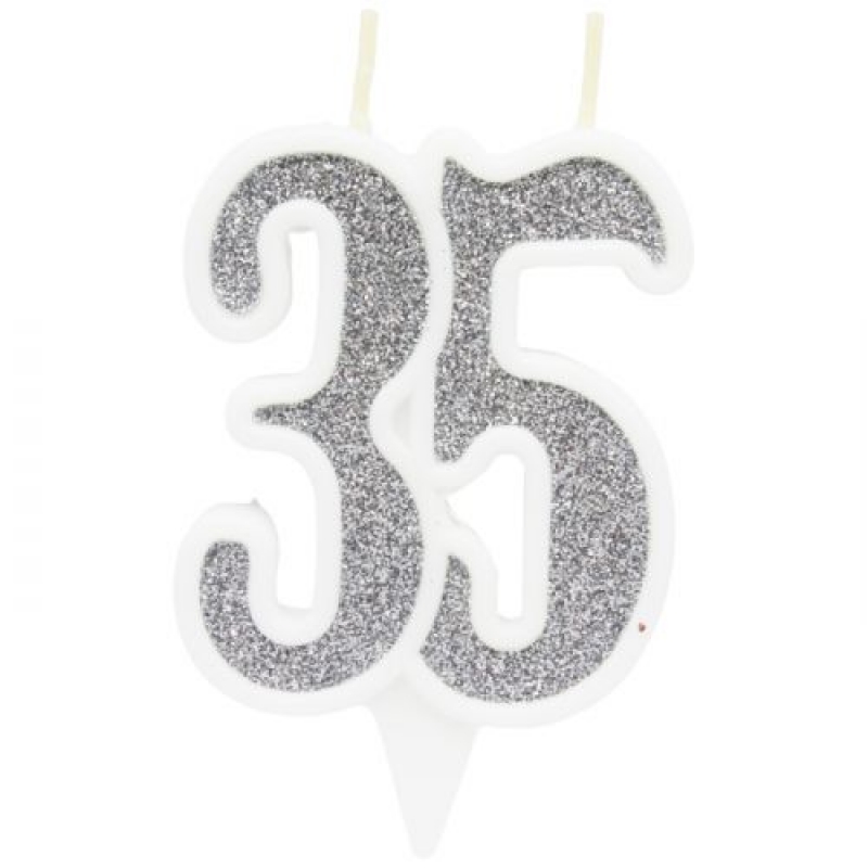Свічка декоративна "35", срібло (1248978) (склад -T-)