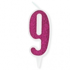 Декоративна свічка "Цифра 9", рожева (78945)